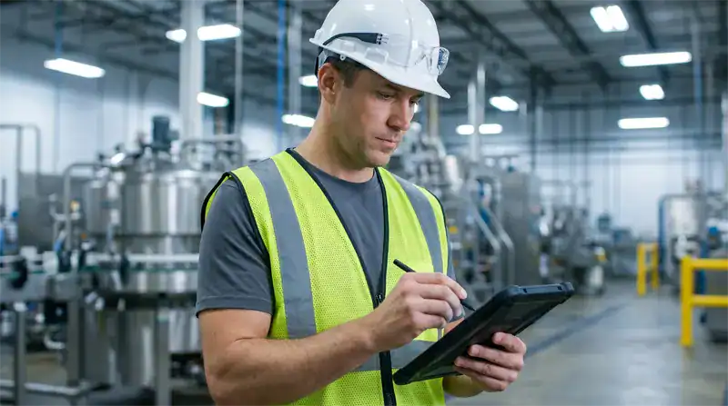 Maintenance manager reviewing completed work orders on the eWorkOrders CMMS dashboard